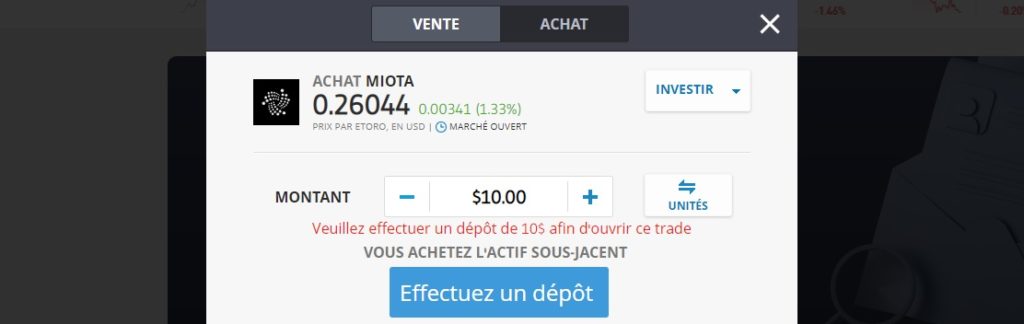acheter du iota sur etoro